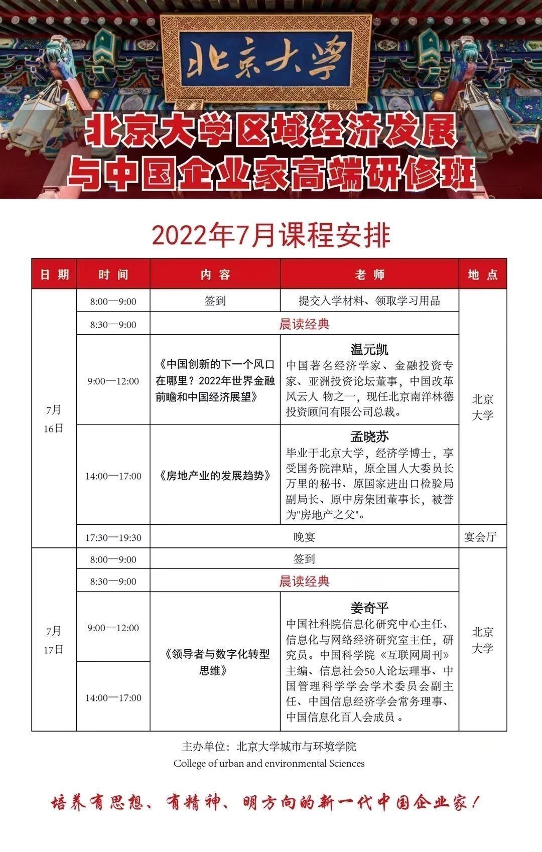 北京大學區域經濟發展與中國企業家高端研修班