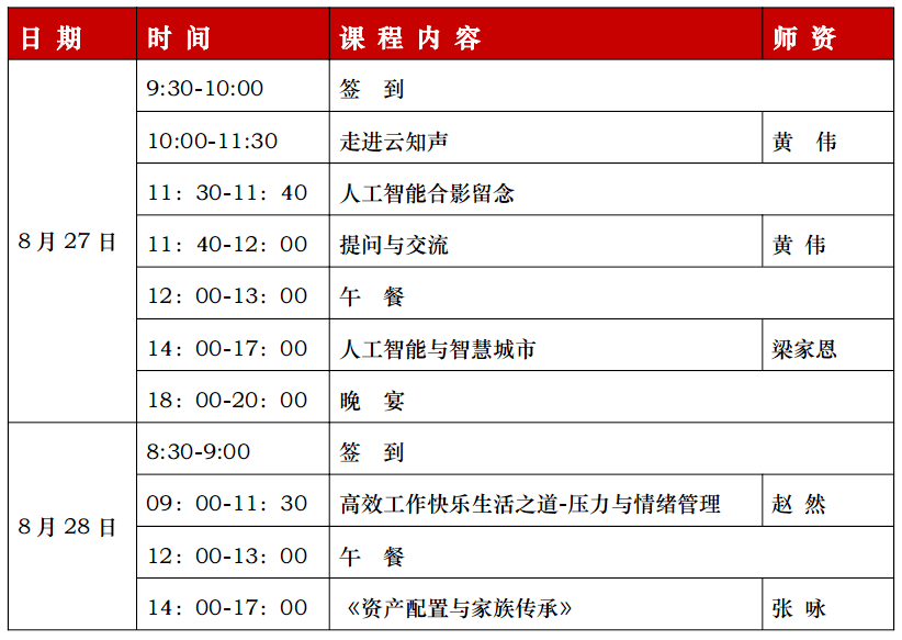 新時代發展論壇8月課程安排