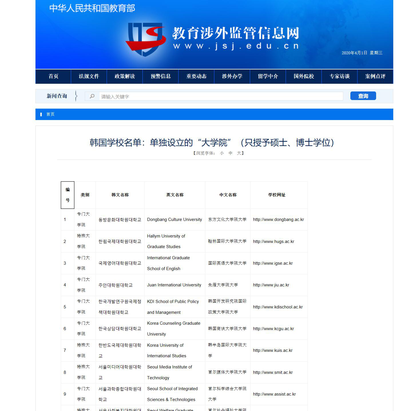 韓國首爾科學綜合研究生院大學